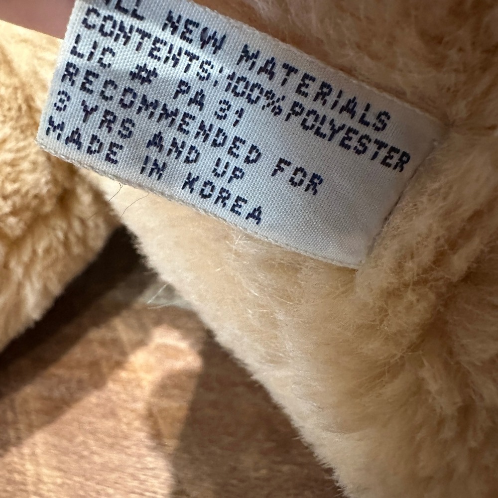 Vintage Gerber TLC Teddy Bear Plush 19" Large Tan Stuffed Animal Red Bow Tie - Picture 3 of 10
